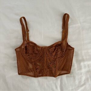 Elegant Brown Lace Bustier/Corset